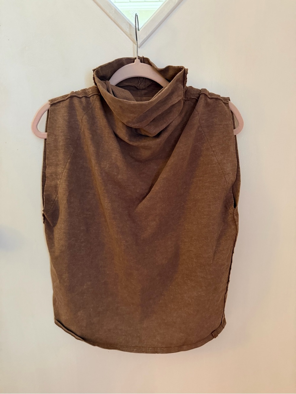 We The Free Brown Sleeveless Cowl Neck Top